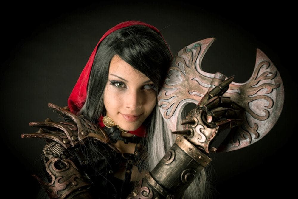 woman in well painted cosplay outfit
