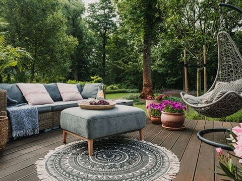 Outdoor patio cushions on nice deck