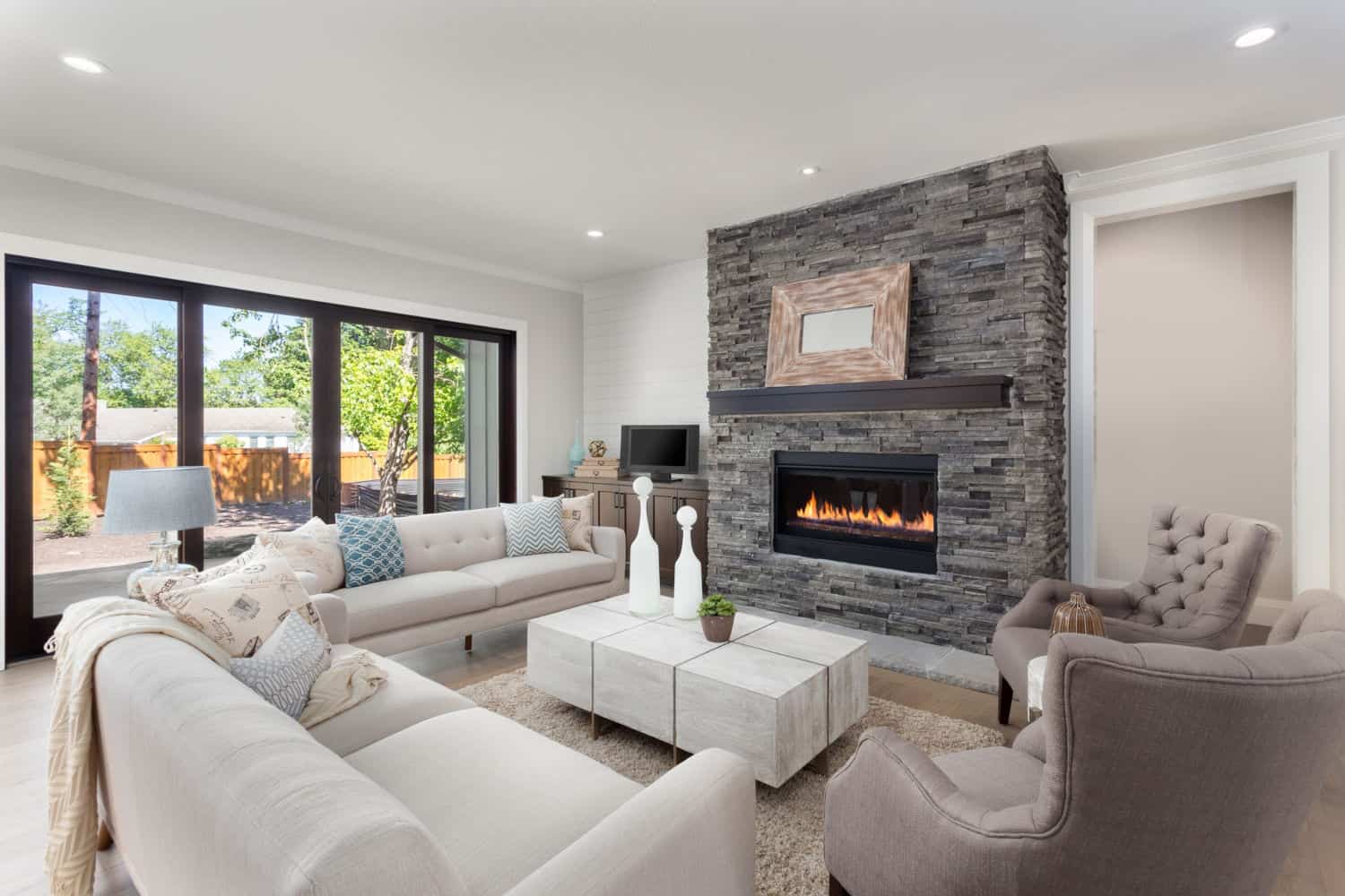 elegant indoor living room with luxury cushions