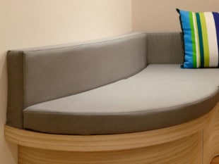 Custom Cut cushion for odd shape bench with back cushion