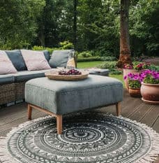 Couch, Ottoman and Hanging Chair with Cushions